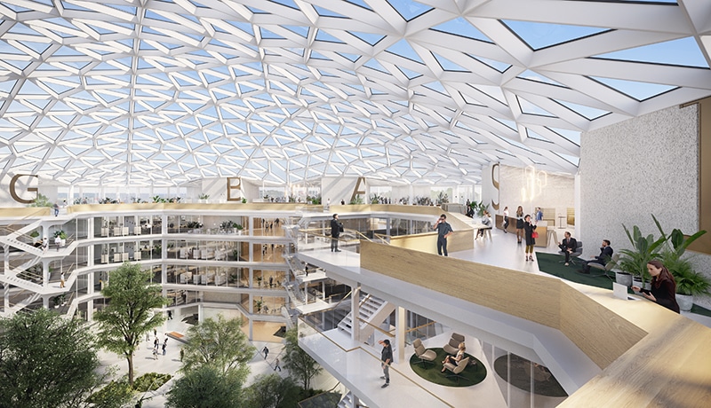 EDGE Amsterdam West vanuit het atrium | DGMR