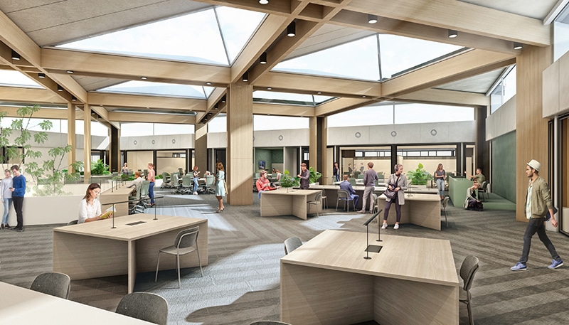 Verhoogd en licht atrium in Neuron op TU/e Campus | DGMR