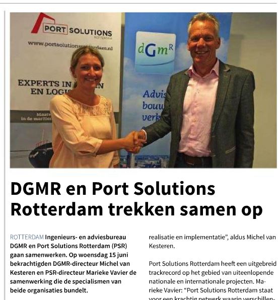 Samenwerking DGMR / PSR in Scheepvaartkrant