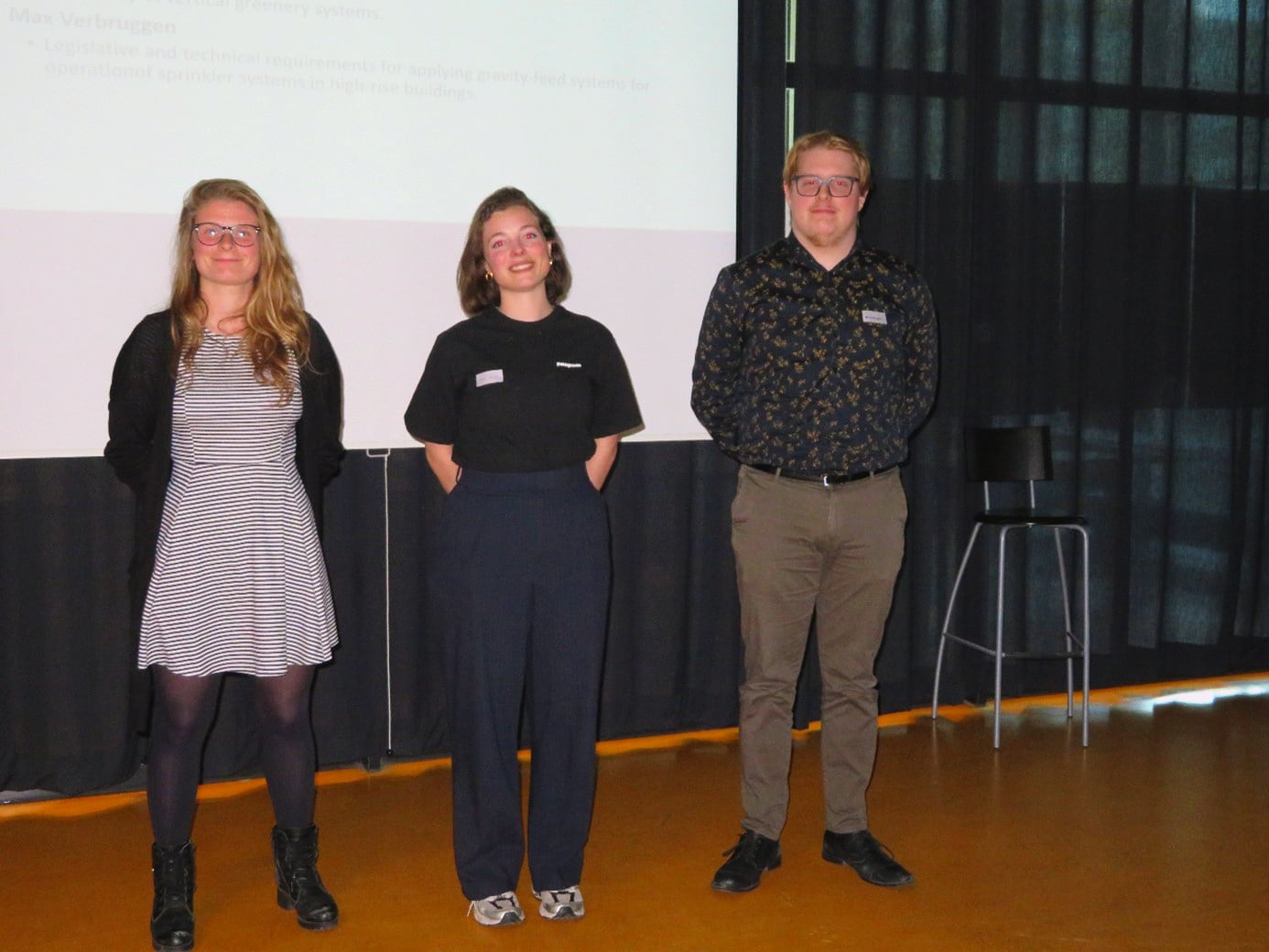 Genomineerden voor Scriptieprijs 2025 voor brandveiligheid. Links collega Carmen Guchelaar