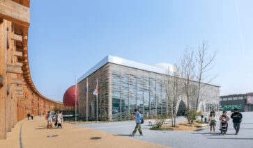 Nederlands Paviljoen aan de houten ring op Expo 2025 in Osaka