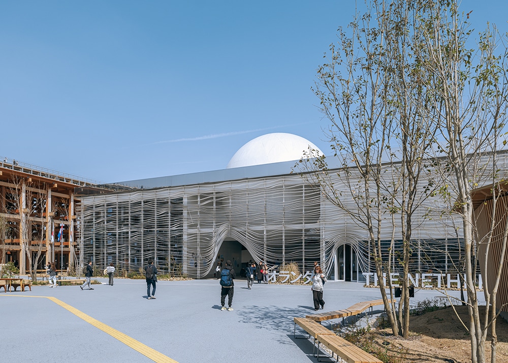 Hoofdingang van het Nederlands paviljoen op Expo 2025 in Osaka