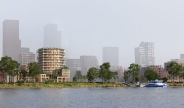 Gebouw Radius in de skyline van Sluisbuurt Amsterdam